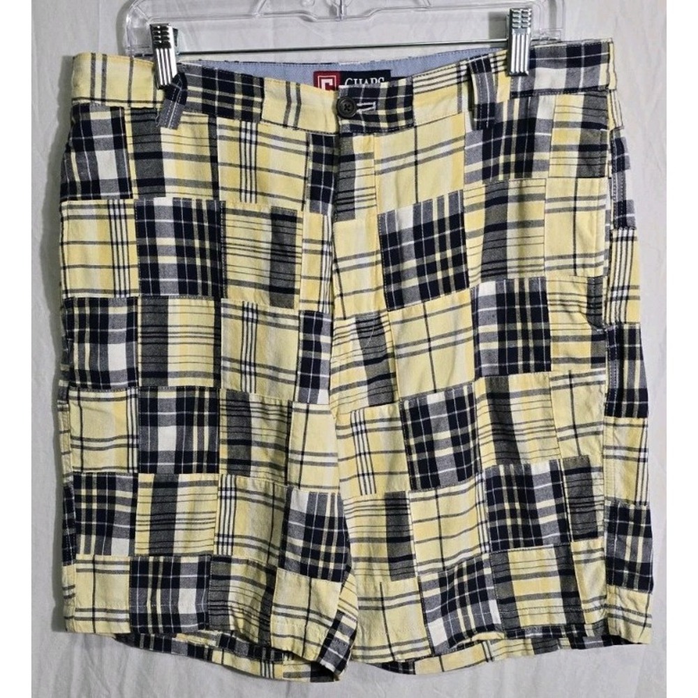 Vintage CHAPS Ralph Lauren Patchwork Shorts Mens 34 Multicolor Plaid Madras Golf